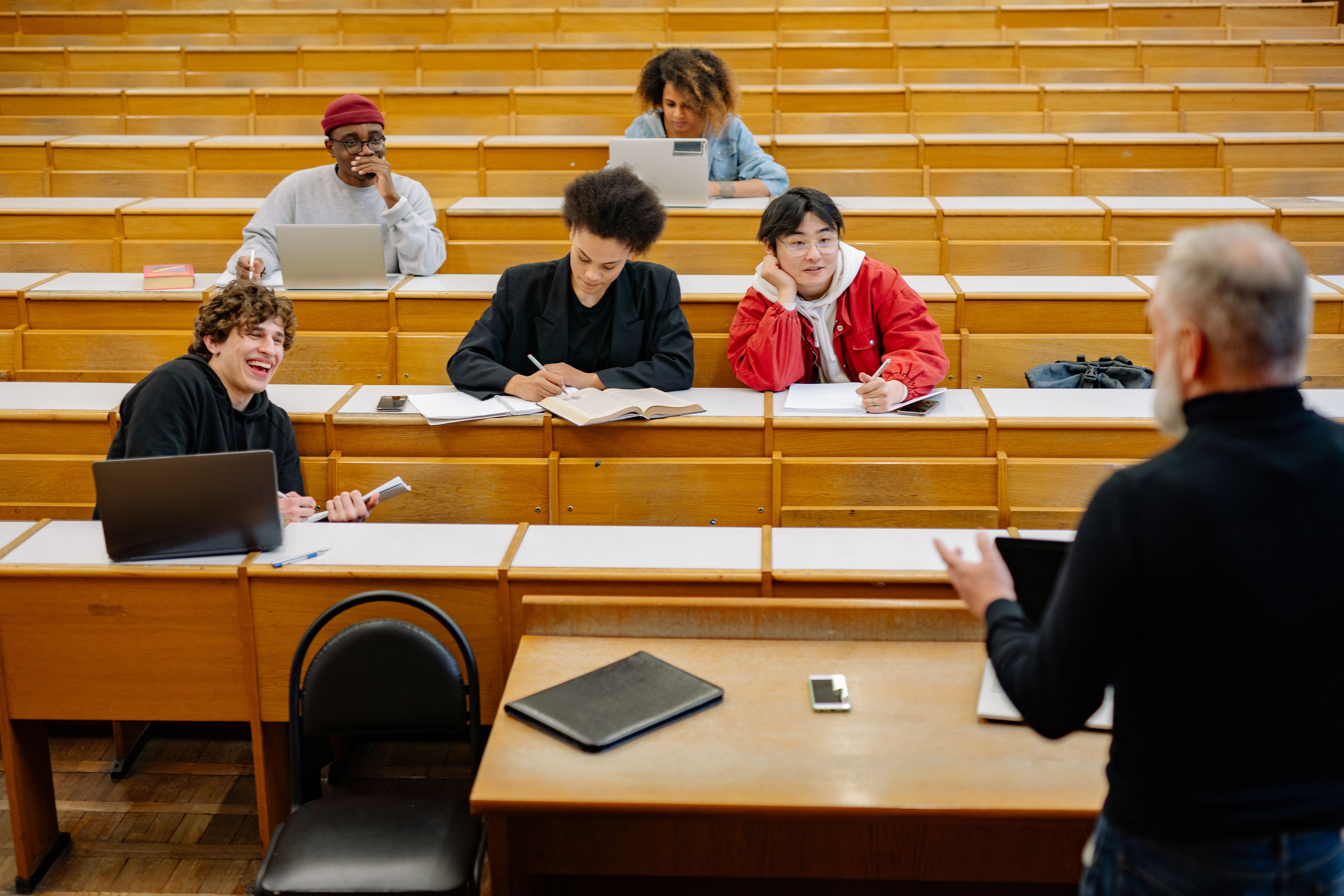 Students in a lecture attending a course